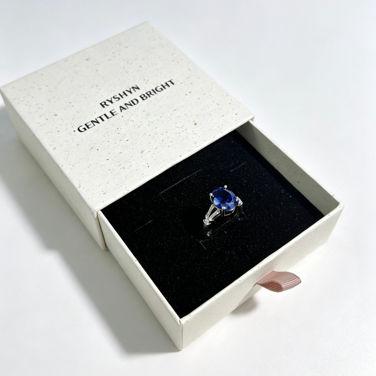 Created Velvet Sapphire Adjustable Ring, 5A Precision‑Cut Lab‑Grown Sapphire Statement Ring with Certificate