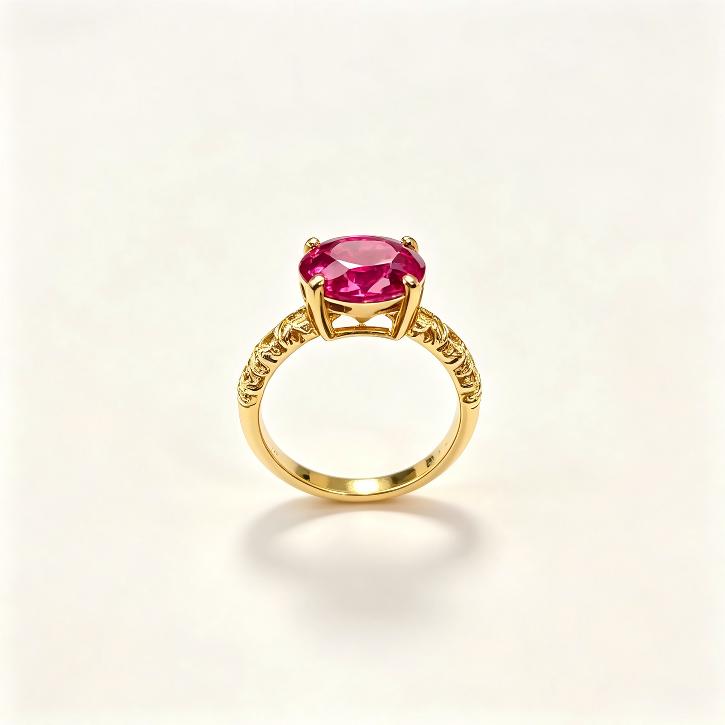 5 Carat Oval Lab Created Purple Blue Sapphire Statement Ring with Gemstone Certificate, Vintage Textured Band Women’s Cocktail Ring