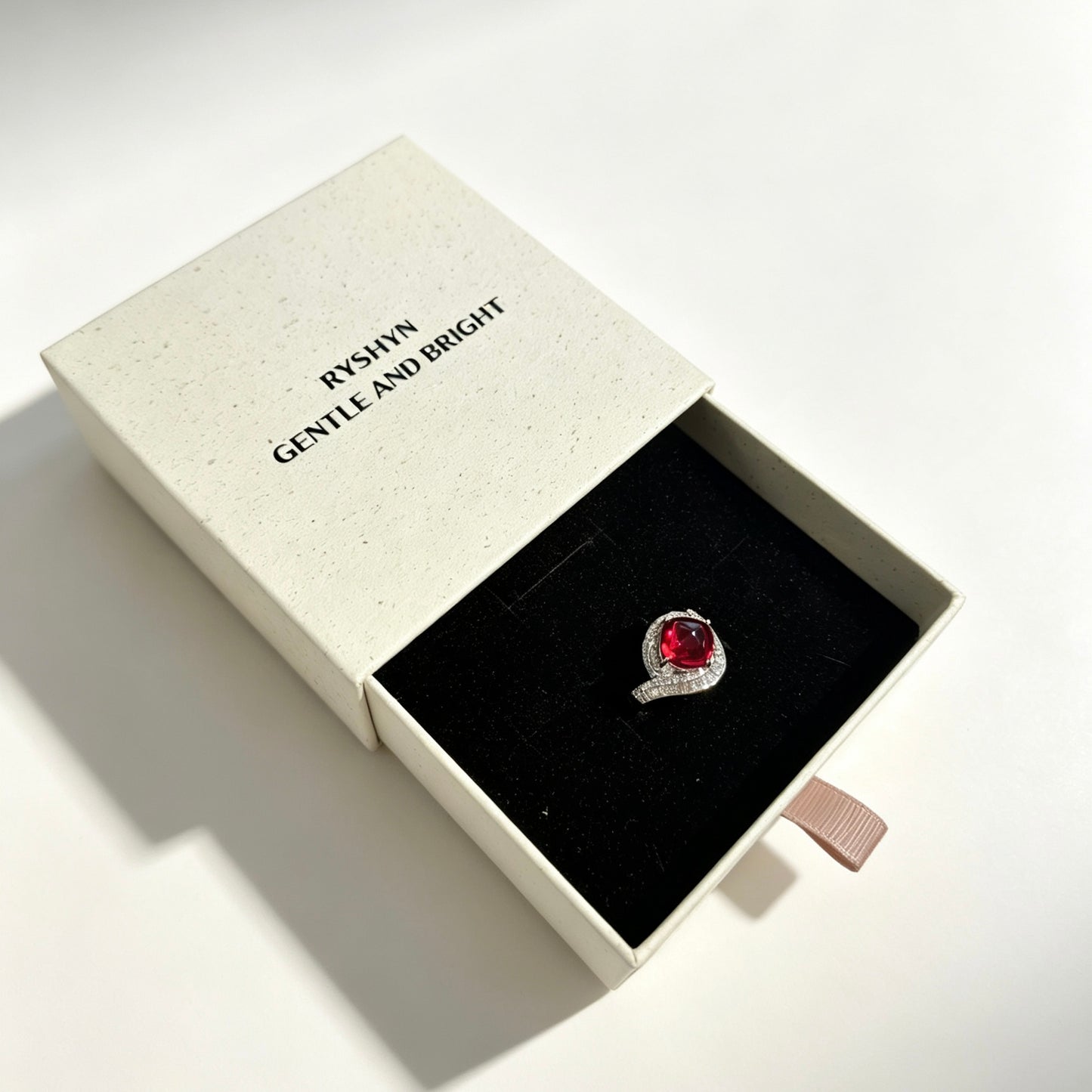Created Ruby Adjustable Ring, 5A Precision‑Cut Lab‑Grown Ruby Statement Ring with Certificate