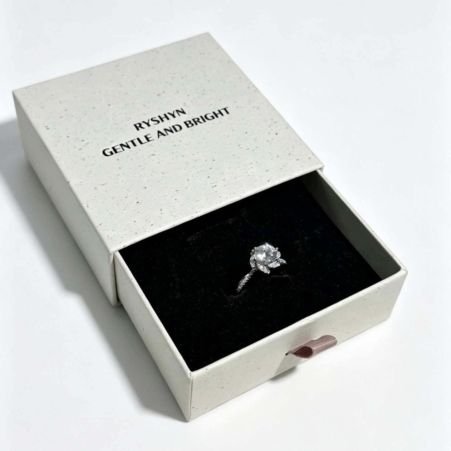 2 Carat D‑Color VVS1 Moissanite Adjustable Ring, 925 Sterling Silver Women’s Statement Ring